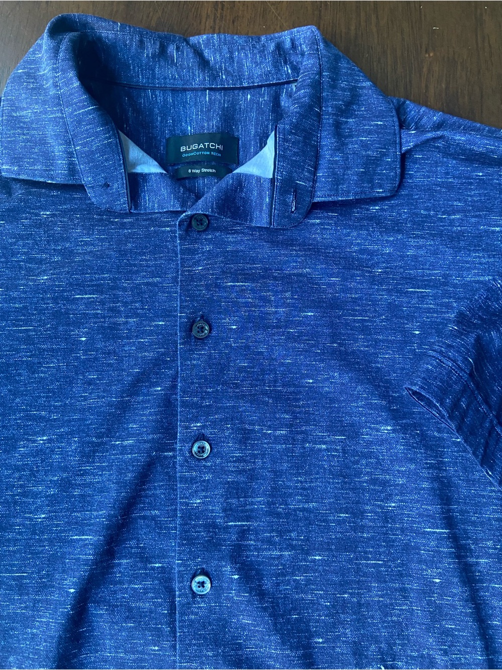 BUGATCHI OoohCotton Tech Mens XL Midnight Blue Short Sleeve Stretch Shirt